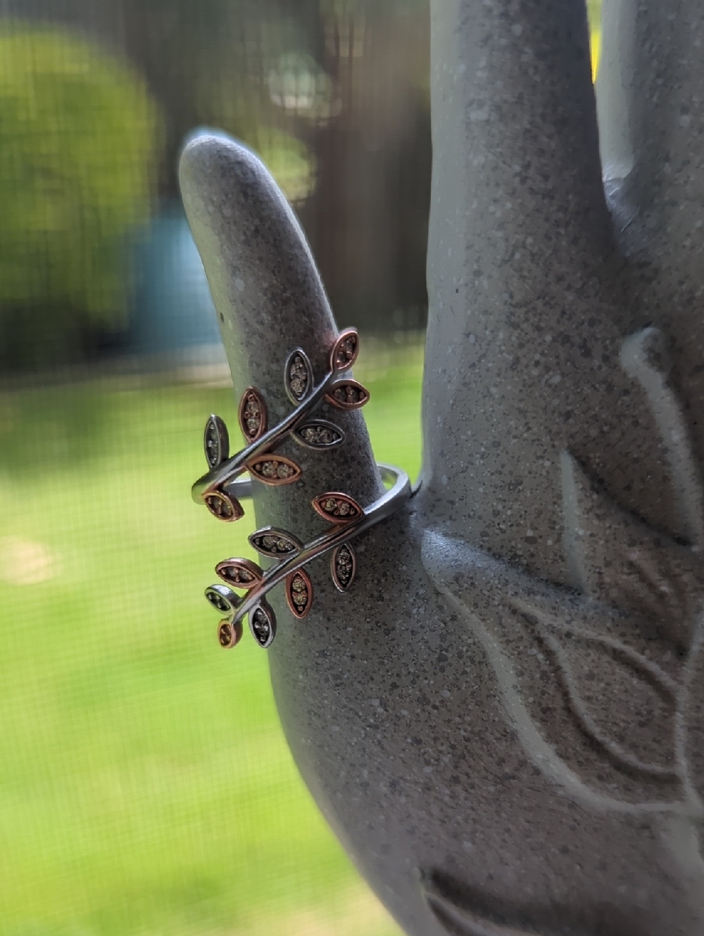 Leaf Wrap Ring in Rose Gold and Silver - Women's Jewelry-Adjustable